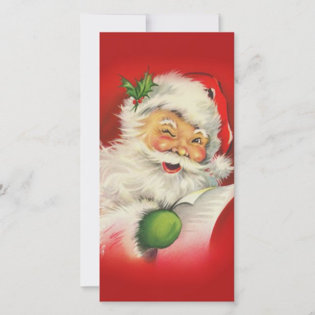 Vintage Santa Claus Christmas Holiday Card (Front)