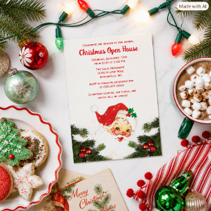 Vintage Santa Claus Christmas Holiday Open House Invitation