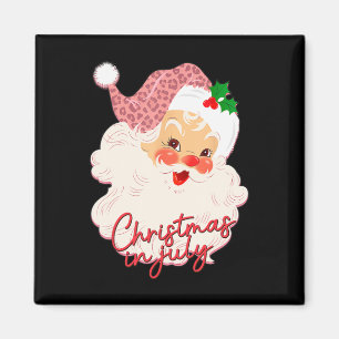 Vintage Santa Claus Christmas In July Pink Summer Magnet