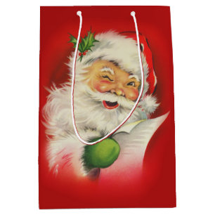Vintage Santa Claus Christmas Medium Gift Bag