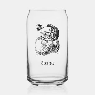 Vintage Santa Claus Christmas Milk  Can Glass