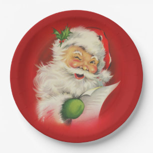 Vintage Santa Claus Christmas Paper Plate