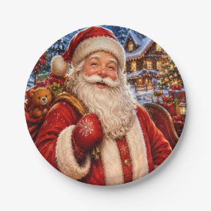 Vintage Santa Claus Christmas Paper Plates