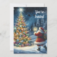 Vintage Santa Claus Christmas Party  Invitation