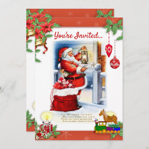 Vintage Santa Claus Christmas Party  Invitation