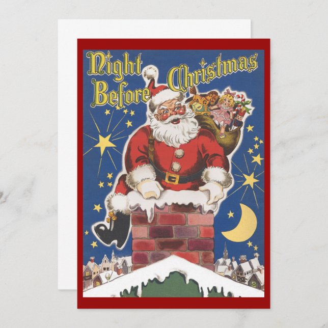 Vintage Santa Claus, Christmas Party Invitation (Front/Back)