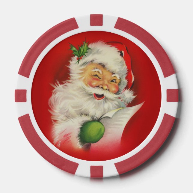 Vintage Santa Claus Christmas Poker Chips (Front)