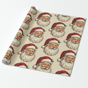 Vintage Santa Claus Christmas Santa Pattern Wrapping Paper