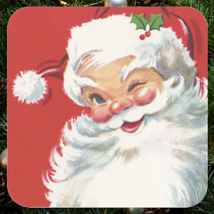 Vintage Santa Claus, Christmas Square Sticker