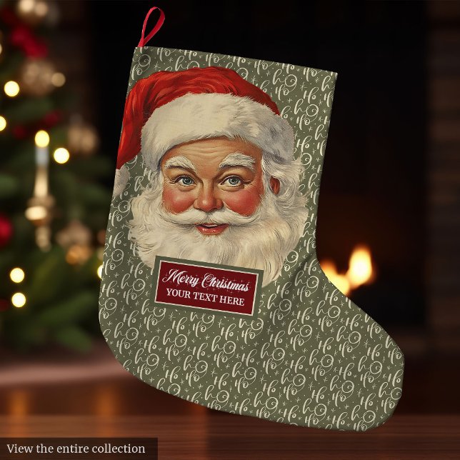 Vintage Santa Claus Christmas Stocking Personalise (Vintage Santa Claus Christmas Stocking Personalized Name)