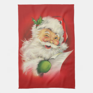 Vintage Santa Claus Christmas Tea Towel