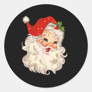Vintage Santa Claus Face Christmas Xmas Santa Cla Classic Round Sticker