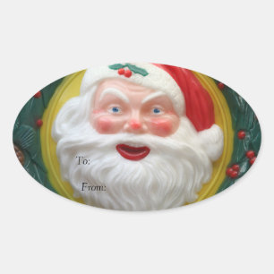 Vintage Santa Claus face Oval Sticker
