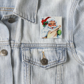 Vintage Santa Claus Father Christmas Pin Button