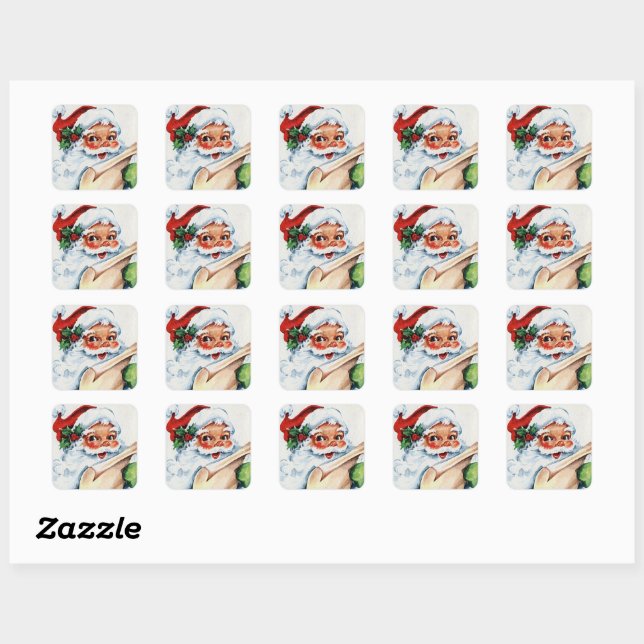 Vintage Santa Claus Father Christmas Square Sticker (Sheet)