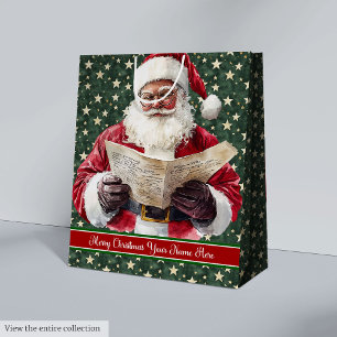Vintage Santa Claus Gift Bag with Your Name Custom