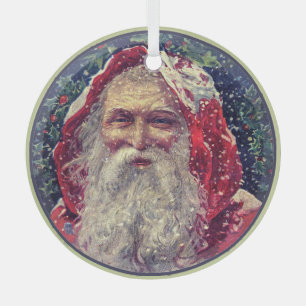 Vintage Santa Claus Glass Tree Decoration