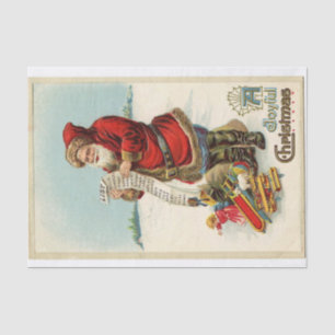 Vintage Santa Claus Going Over His List Tissue Paper