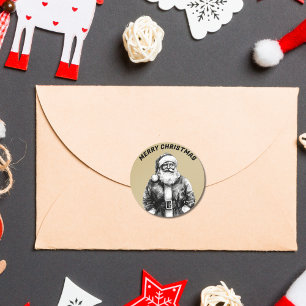 Vintage Santa Claus Gold Classic Round Sticker