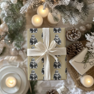 Vintage Santa Claus Gold Wrapping Paper