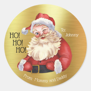Vintage Santa Claus - Ho Ho Ho! Personalised Gift  Classic Round Sticker