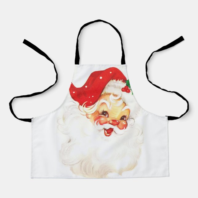 Vintage Santa Claus Illustration Apron (Front)