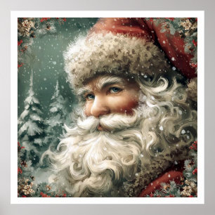 Vintage Santa Claus Illustration Nostalgic Style Poster