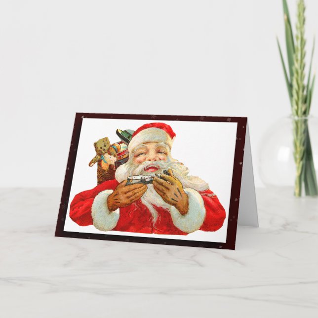 Vintage Santa Claus Image Greeting Card (Front)