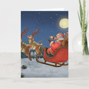 Vintage Santa Claus in his Sleigh Card