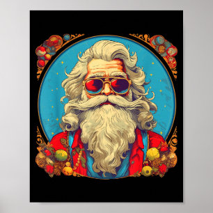 Vintage Santa Claus In Sungles Funny Christmas Rtr Poster