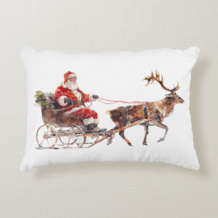 Vintage santa claus in the snow decorative cushion