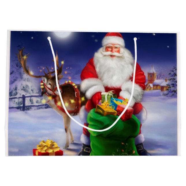 Vintage Santa Claus Large Gift Bag (Back)