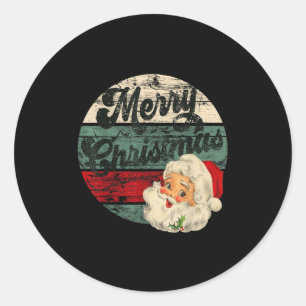 Vintage Santa Claus Merry Christmas Face Old Fashi Classic Round Sticker