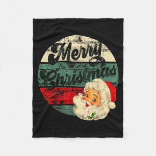 Vintage Santa Claus Merry Christmas Face Old Fashi Fleece Blanket