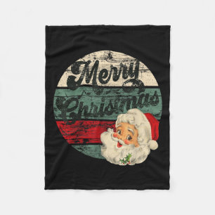 Vintage Santa Claus Merry Christmas Face Old Fashi Fleece Blanket