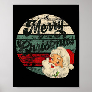 Vintage Santa Claus Merry Christmas Face Old Fashi Poster