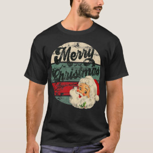 Vintage Santa Claus Merry Christmas Face Old Fashi T-Shirt
