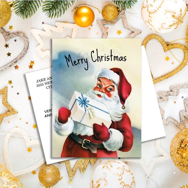 Vintage Santa Claus Merry Christmas  Holiday Postcard (Vintage Santa Claus Christmas greeting postcard)