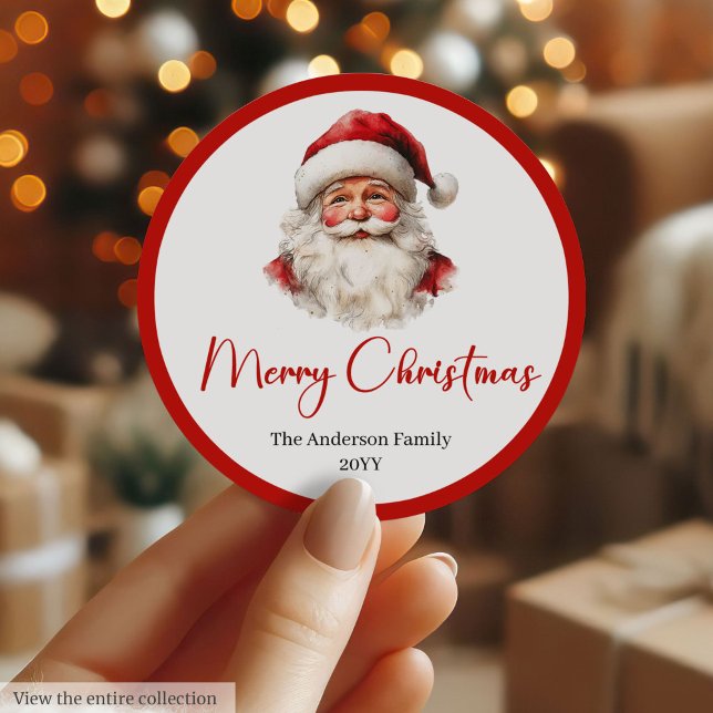 Vintage Santa Claus Merry Christmas Label Design (Vintage Santa Claus Merry Christmas Label Design)
