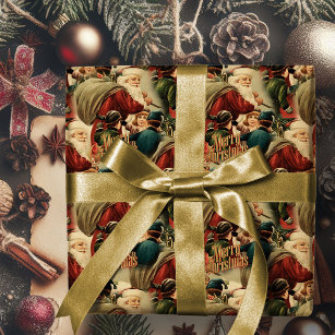 Vintage Santa Claus Merry Christmas Wrapping Paper