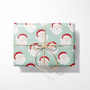 Vintage Santa Claus Mint Wrapping Paper