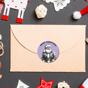 Vintage Santa Claus Pale Purple Classic Round Sticker