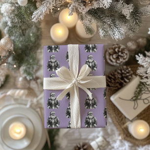 Vintage Santa Claus Pale Purple Wrapping Paper