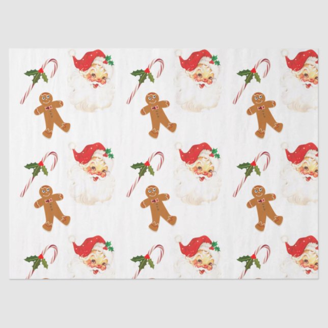 Vintage Santa Claus Pattern Decoupage Tissue Paper (Front)