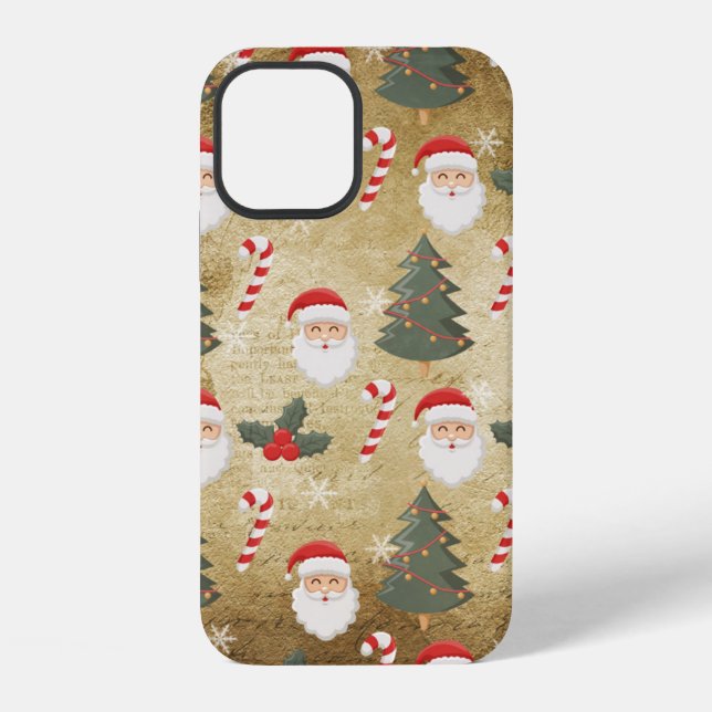 Vintage Santa Claus Pattern iPhone Case (Back)