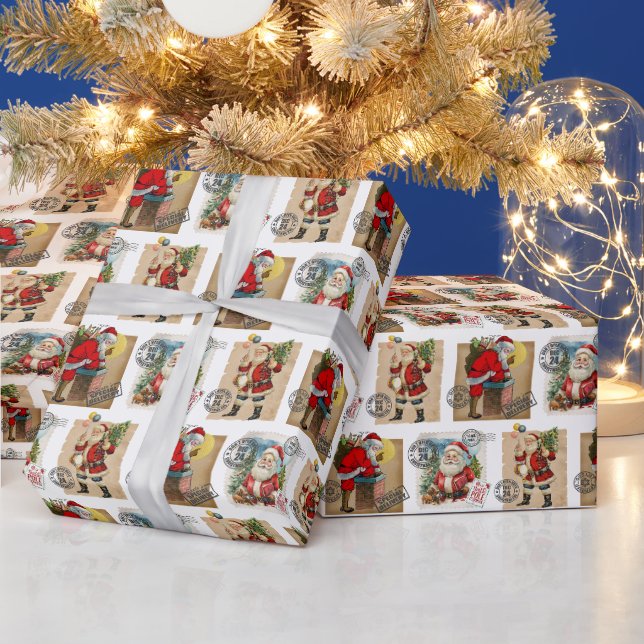 Vintage Santa Claus Pattern Wrapping Paper (Holidays)