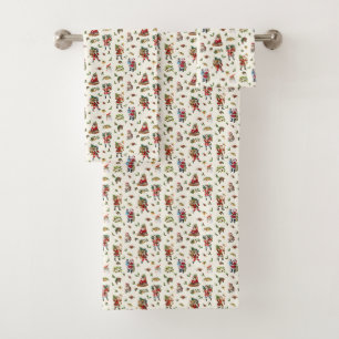 Vintage Santa Claus Personalised Christmas Bath Towel Set