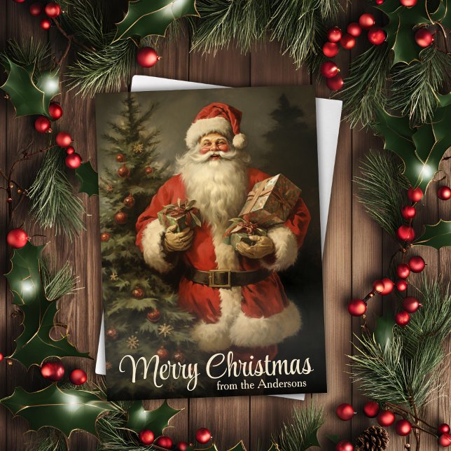 Vintage Santa Claus Personalised Christmas Holiday Card (Vintage Santa Claus Personalized Christmas Holiday Card)