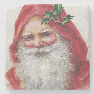 Vintage Santa Claus Portrait Christmas Stone Coaster