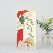 Vintage Santa Claus Raising Hat Merry Christmas Holiday Card (Standing Front)